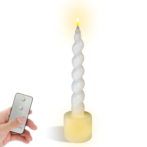 Image of Spiral Taper Candle LED Candlesticks, 7.5 Inch Flameless Tapered Candles Battery Candle Sticks Remote Twisted Candlestick for Dinner Holiday Wedding Party Housewarming-2D