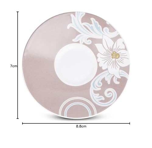 Image of Dandy Lines Liza Jodhpur Tea Cups Mugs, Bone China, Pack of 12, Microwave & Dishwasher Safe, Great for Home Use & Gifting
