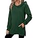 Hoodies for Women Oversized Loose Casual Long Sleeve Side Split Hem Hooded Sweatshirts Pullover Tunic Tops with Pocket Army Green