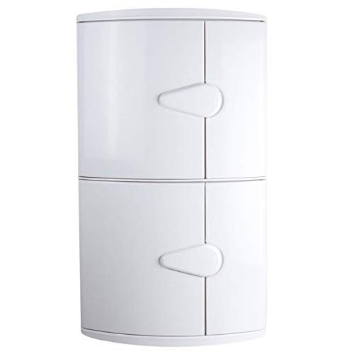 Image of CIPLA PLAST Double Door Corner Shelf for Bathroom | Bathroom Corner Cabinet with Door | Bathroom Cabinet Without Mirror | Storage Organizer | BRC-704 | with Towel Ring