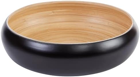 HABITAS Spun Bamboo Fruit Bowl For Kitchen Counter, Decorative Bowl, Large Decor Bowl Or Fruit Basket For Kitchen (Black)