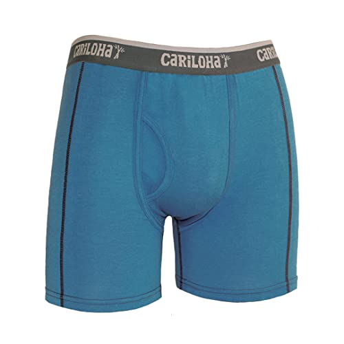 Cariloha Men's Bamboo-Viscose Boxer Briefs - Breathable Underwear for Men - Medium - Cobalt Heather