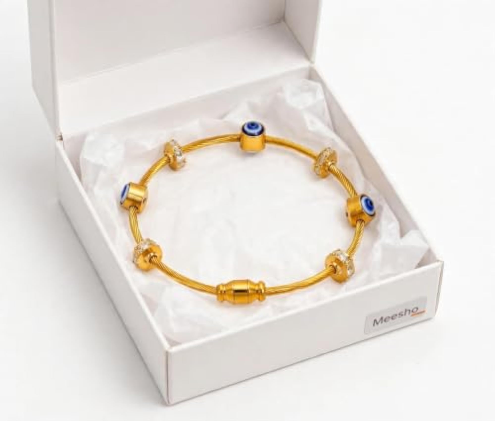 Plated Evil Eye Bracelet with Cubic Zirconia
