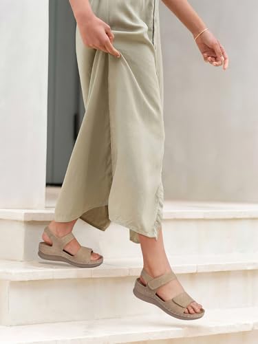Image of SHIBEVER Women Flat Sandals Comfortable: Arch Support Sandals Dressy