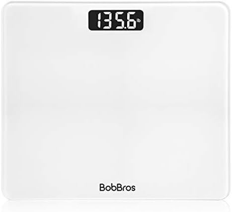 BobBros Precision Digital Body Weight Bathroom Scale Weighing Scale Smart Step-on Technology, Large Platform, 400 Pounds Weight Loss Monitor, White