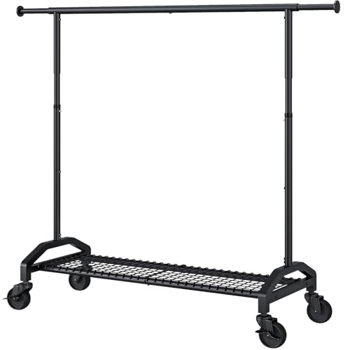 Wiracks Heavy Duty Clothes Rack for Hanging Clothes 350lbs Clothing Rack 3' industrial Wheels 51 to...