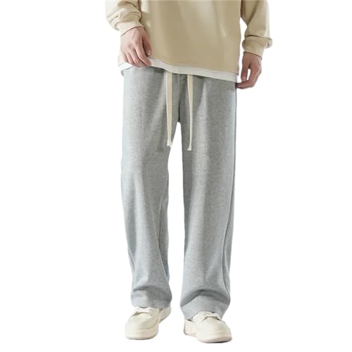 Men's Pants Wide Leg Cotton Fabric Straight Loose Outdoor Solid Color Sweatpants Soft Baggy Trousers