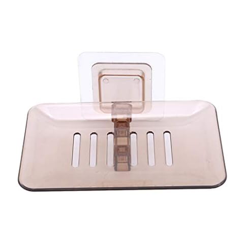 lehao Punch-Free Soap Dish Reuseable Drain Soap Rack Boxes for Bathroom Kitchen Wall Hanging Holder for Storage Sponges,Bubble Net,Keep Soap Bars Dry,Coffee Cover