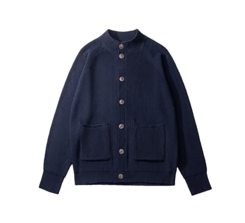 Men's Stand Collar Wool Sweater Long Sleeve Slim Casual Fashion Cardigan