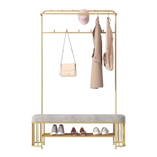 Organizador de entrada 3 en 1, árbol de abrigo con estante de almacenamiento de zapatos y ganchos para abrigos, sombreros, guantes, ideal para pasillo, sala de estar, dormitorio
