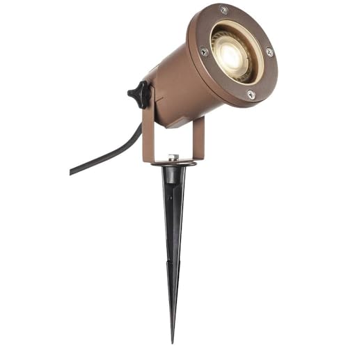 SLV luminaria de estaca BIG NAUTILUS QPAR51/lámpara de exterior para iluminar el jardín, la terraza, las plantas, los caminos, el estanque, luminaria LED de exterior/GU10 IP65 11.W óxido (1001964)