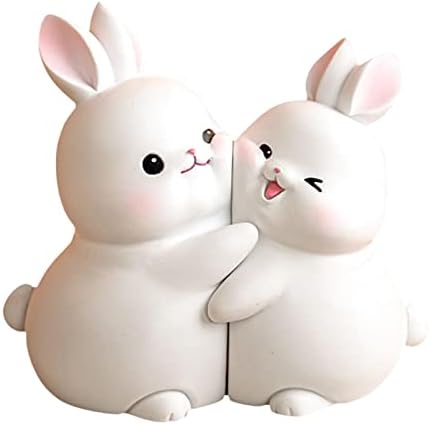 Lovely Rabbit Bookend Book Organizer Support Resin Statue Bunny Book Holder Decorative Bookends for Shelf Desk Office Home