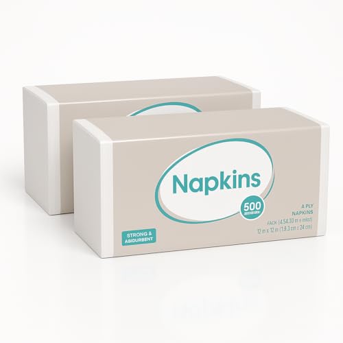 (2 Pack) AnexaGlobal White Disposable Paper Napkins 12