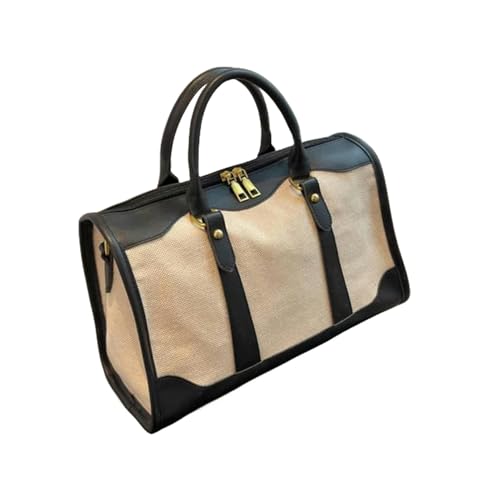 ZuoXun Bolso de lona Leinwand + PU Cuero para Mujeres Bolsas De Viaje A Rayas De Moda Bolso De Fin De Semana Grande, Estilo5 Schwarz, A