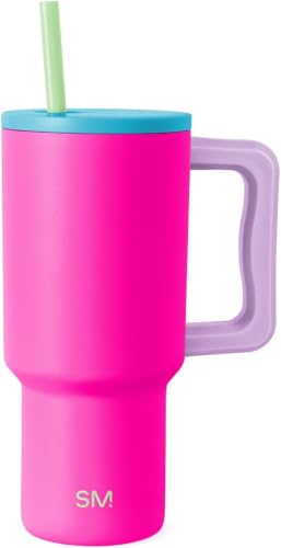 Image of Simple Modern 30 oz Trek Tumbler with Handle and Straw Lid | Cup Holder Friendly Insulated Stainless Steel Travel Mug | 80s Mix (Pack of 12)
