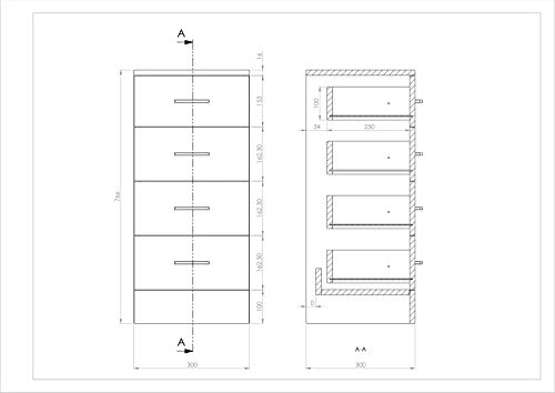 VeeBath Linx Free Standing 4 Drawer Bathroom Cupboard High Gloss White Storage Furniture Cabinet Unit - 300 x 300mm VeeBath Linx Free Standing 4 Drawer Bathroom Cupboard High Gloss White Storage Furniture Cabinet Unit - 300 x 300mm