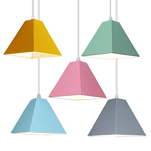 Chandelier Suspendu Nordique Jaune | Luminaire Géométrique Polygonal de Chambre
