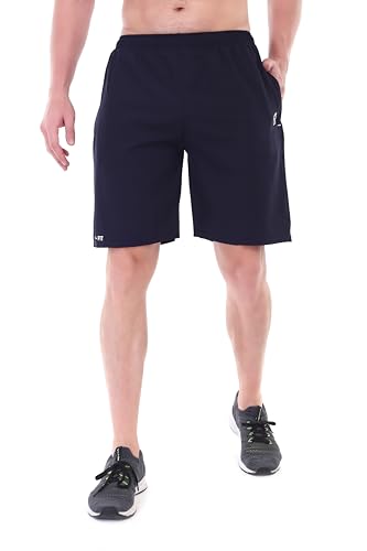 Image of BLUE STAR SHARK Athletic Sports Shorts for Men with Zip Pockets and Elastic Waistband Quick Dry Lightweight Activewear Combo - Pack of 2