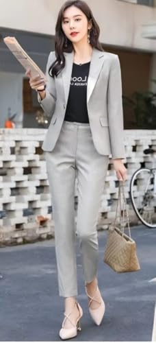 Image of Women's Cotton Blend Casual Printed Full Sleeve Collared Top and Pant Set with Blazer | Western Set for Women
