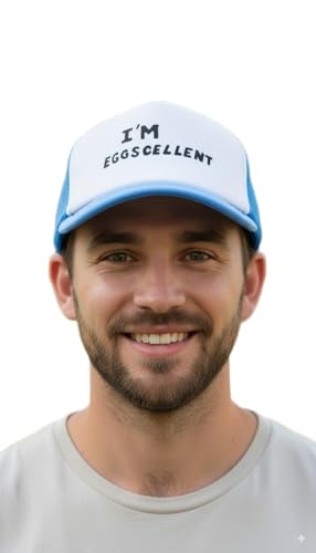 I'm Eggscellent Trucker Hat Rigby Mordecai TV Show Costume Blue & White Adjustable Snapback Mesh Baseball Cap - Cosplay Gift