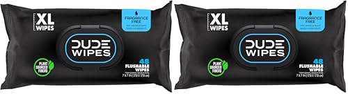 Image of DUDE Wipes, 48 Count, 2 Pack | Flushable | Unscented | Extra-Large | Vitamin-E & Aloe