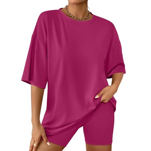 Image of AUTOMET Women 2 Piece Sets Summer Outfits 2026 Two Piece Matching Clothing | Oversized Tshirts,Biker Shorts,Short Sets,Workout Sets,Summer Sets,Lounge sets
