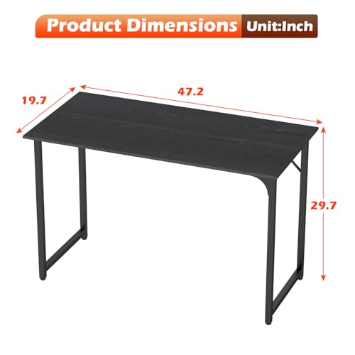 Image of BestOffice Computer Desk,Home Office Desk, Modern Simple Style for Home Office Study Writing (Black, 47 Inch)