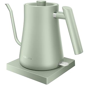 Gooseneck Electric Kettle Fabuletta 1500W Ultra Fast Boiling Water Kettle 100% Stainless Steel for Pour-over Coffee & Tea Leak-Proof Design French Press Boil-Dry Protection 1L (FKT003 Stainless Steel)