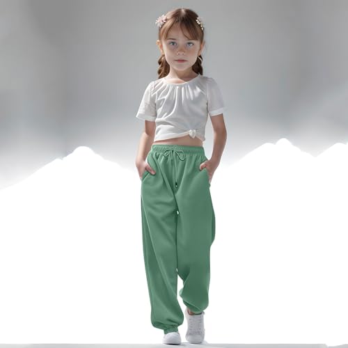 Girls Sweatpants Cute Athletic Joggers Drawstring Waist Baggy Sweat Pants with Pockets 4-14 Years4