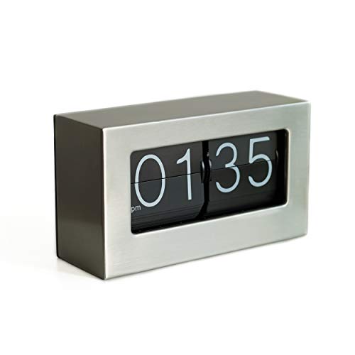 Rejea WonderZoo Auto Flip Clock, Stainless Steel Wall Mounted, Desktop Tabletop Clock
