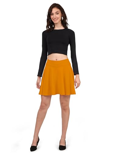 Image of Mehrang Spandex Women's Classic Stretchy All Time Trendy Skater Skirt with Attached Inner Shorts and Flared Inskirt