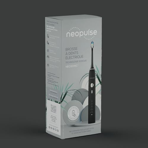 NEOPULSE® - Neosonic® – Elektrische Zahnbürste mit Schalltechnologie + 2 Bürstenköpfe – wiederaufladbar mit USB-C – 3 Monate Akkulaufzeit – 15 Einstellungen – Timer – kompatibel mit Neokids – Schwarz – Bild 8