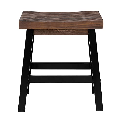 Alaterre Furniture Pomona 14" W X 19" D X 20" H Reclaimed Solid Wood & Metal Legs Natural Finish Farmhouse Barstool, Kitchen Furniture Seating For Dining Room Or Loft #TOP5
