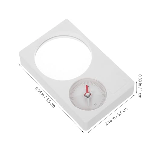 Brújula blanca de plástico 2 en 1 con lupa portátil para camping miniatura 2