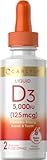 Liquid Vitamin D3 | 5000 IU (125 mcg) | 2 oz | Vegetarian, Non-GMO, and Gluten Free Supplement |...