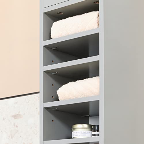 SoBuy Tall Storage Cabinet, Slim Bathroom Cabinet with Adjustable Shelves, Space-Saving Kitchen or Pantry Cabinet, Anti-Tipping Floor Standing Unit Grey BZR34-HG by SoBuy - Image 6