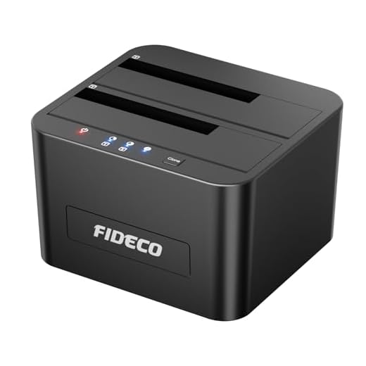FIDECO Hard Drive Docking Station, USB 3.0 SATA HDD Docking Station for 2.5 & 3.5 inch SATA HDD/SSD, Dual Bay, Support Offline Clone and UASP