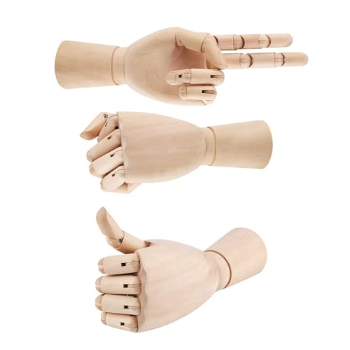 OSRDFV Maniquí de mano de madera de 25,4 cm, maniquí articulado flexible articulado, maniquí de mano oponible, modelo de mano para artista, dibujo, boceto, pintura, exhibición de joyas