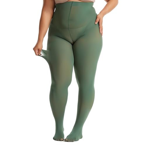 Image of Frola Plus Size Tights for Women Semi Opaque Control Top High Waist Stockings 60 Denier Women's Pantyhose 2X 3X 4X 5X