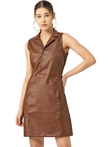 Buy LA LOFT Women Brown Coated Solid 