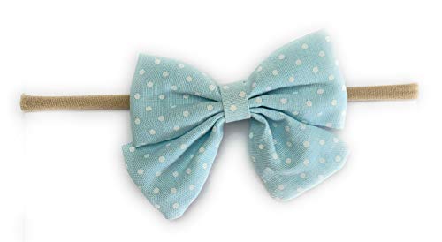 Baby Wisp Infant Headband Fabric Patterned Sailor Bows Skinny Nylon Elastic (Baby Blue)