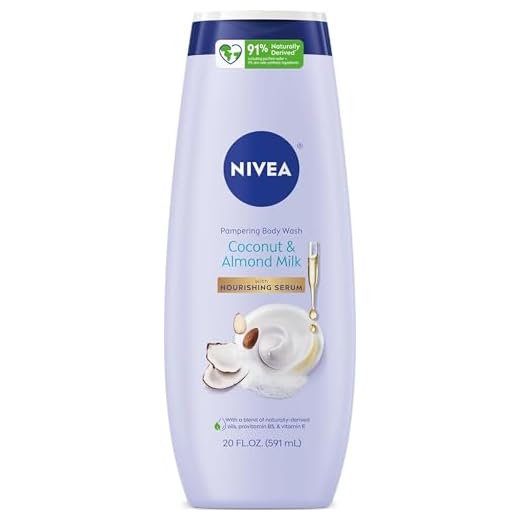 NIVEA Coconut and Almond Milk Body Wash with Nourishing Serum, 20 Fl Oz Bottle