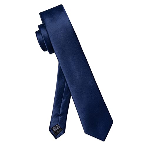 Image of YourTies Skinny Ties for Men Satin 2.4 inch Slim Necktie with Pocket Square Tie Clip Set Solid Color Wedding Party Business