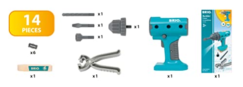 BRIO Builder - 34600 Builder Akkuschrauber - Entwicklungsförderndes Rollenspiel- & Konstruktionsspielzeug für Kinder ab 3 Jahren