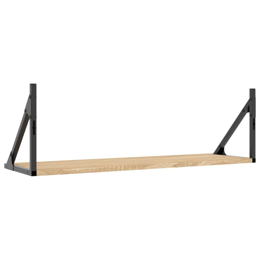 Regały ścienne, zestaw 2 sztuk, dąb Sonoma, 80 x 25 x 25,5 cm, materiał drewnopochodny, wiszące, do sypialni, łazienki, salonu, uniwersalny montaż na ścianie