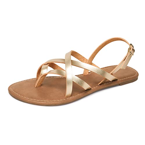 Image of Huayuanwell Women's Gladiator Flat Sandals Fisherman Strappy Sandals Ankle Strap Sandals