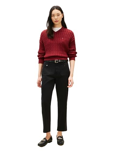 Image of Tommy Hilfiger Women's Twill Straight Chino Pants with Stretch Mid Rise Ankle Pants