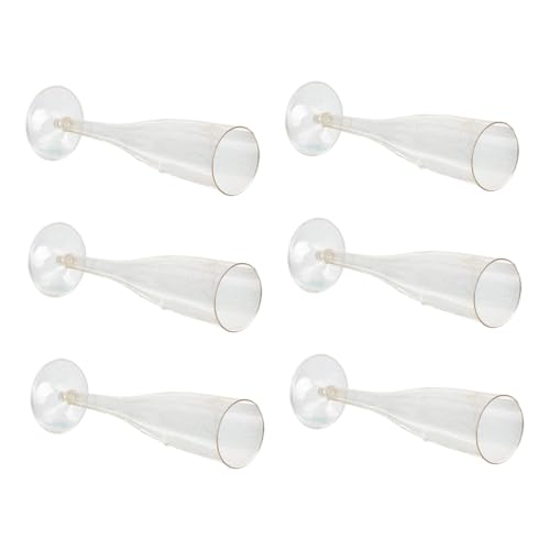 Lurrose 6個 使い捨てプラスチック製シャンパングラス 飲みやすい高脚カクテルカップ パーティー ウェディング向け耐久性ある装飾グラス