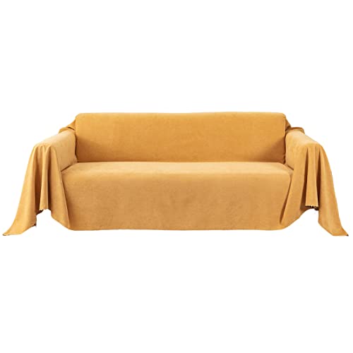 VanderHOME Modern Simple Sofa Throw 1/2/3/4 Seater Soft Decorative Throws for the Sofa Breathable Soft Blanket Sofa Protector for Settees Couch Sofa Bed and Armchair 180 * 420cm-Yellow