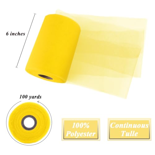 Image of Empire Yellow Tulle Fabric Roll 6 Inch x 100 Yards Tulle Ribbon